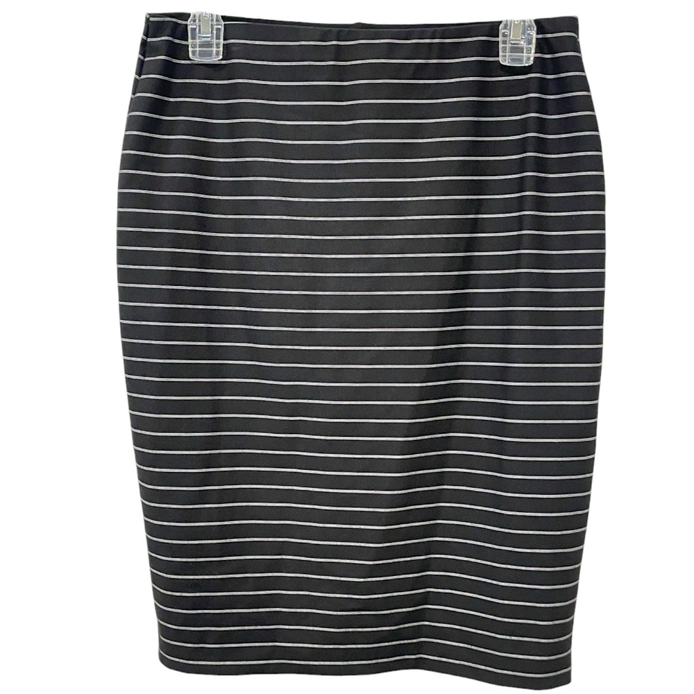 White House Black Market WHBM Womens Small Knit Pencil Skirt Black White Striped